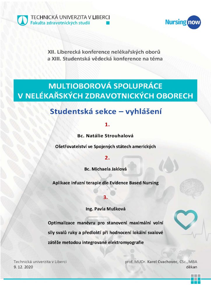 XIII. Studentská vědecká konference – vyhlášení studentské sekce